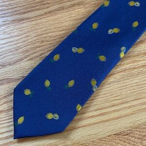 Banana Republic Blue Tie with Yellow Lemon Design